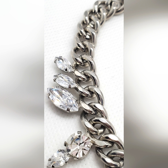 ABS Allen Schwartz - necklace-silver Metal -crystal/rhinestones-pre-owned - Picture 6 of 9